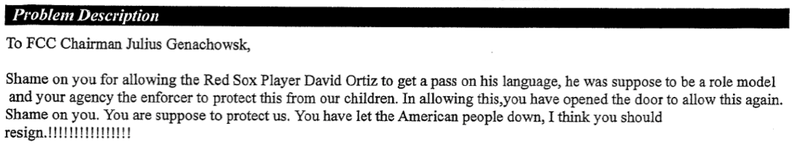 Illustration for article titled Every Viewer Complaint About Big Papi's Post-Bombing Swear Word